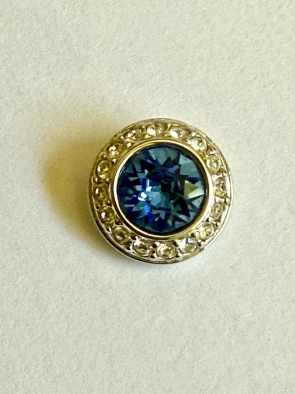 Swarovski Angelic Round Blue Clear Crystal Pendant Charm - Blue & Rhodium Plated